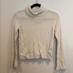 Cream Madewell Turtleneck Ribbed Cropped Sweater
